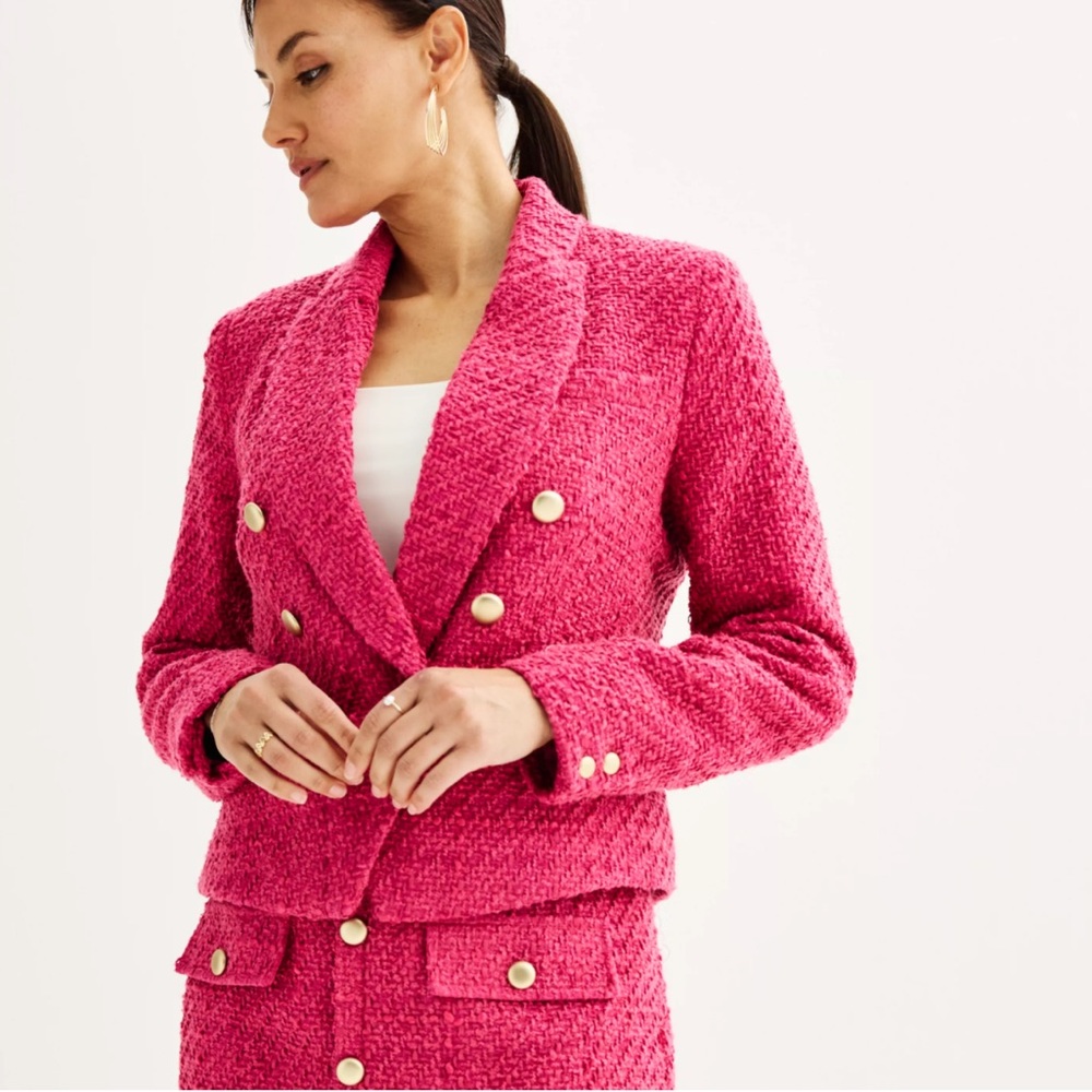 Nine West Pink Blazer with Gold Buttons